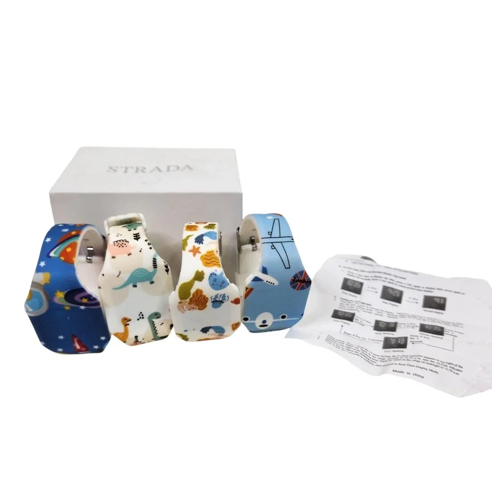 Strada Girls LED Digital Silicone Watches Set Multicolor Pattern Boxed Gift